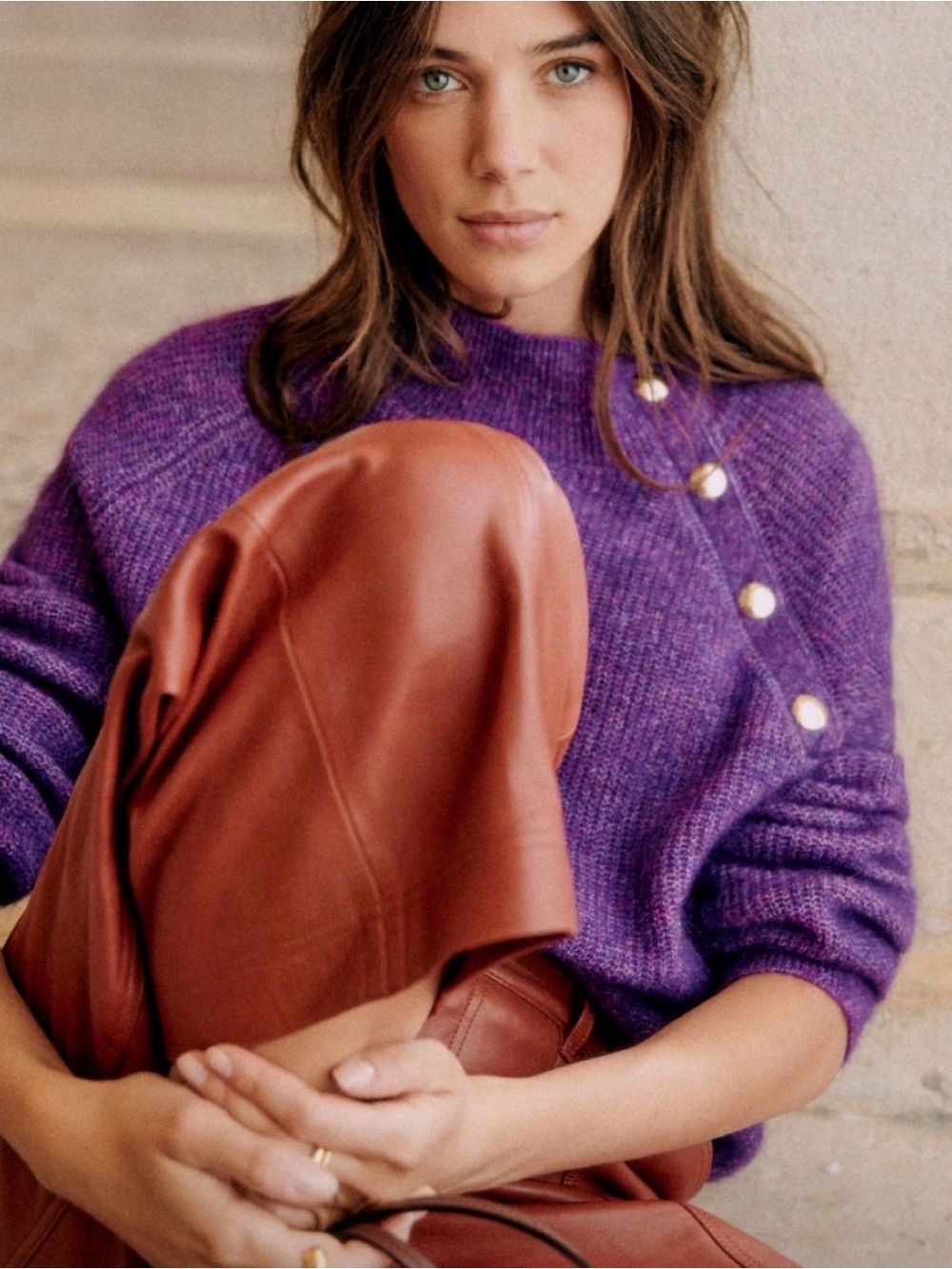 Sezane Purple Trudy Jumper